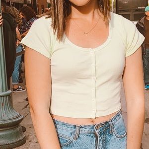 Button Front Crop Top Brandy Melville